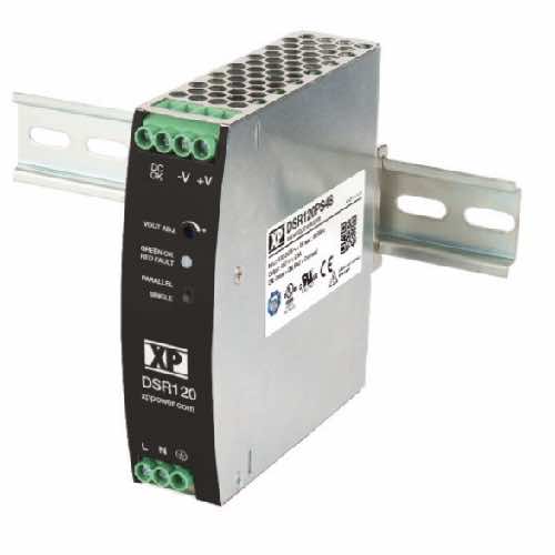 DSR120 120W DIN-Rail Mounting AC to DC Power Supply with 12V, 24V and 48V output voltage options XP Power DIstributor